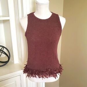 NWT Ann Taylor Sleeveless Sweater With Bottom Fringe Detail